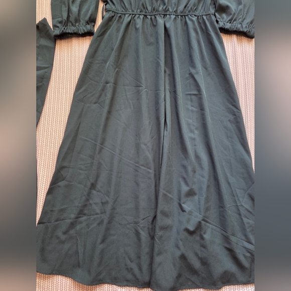 Womens Green Round Neck Full Length Long Sleeve Dress Size Medium - Picture 7 of 14
